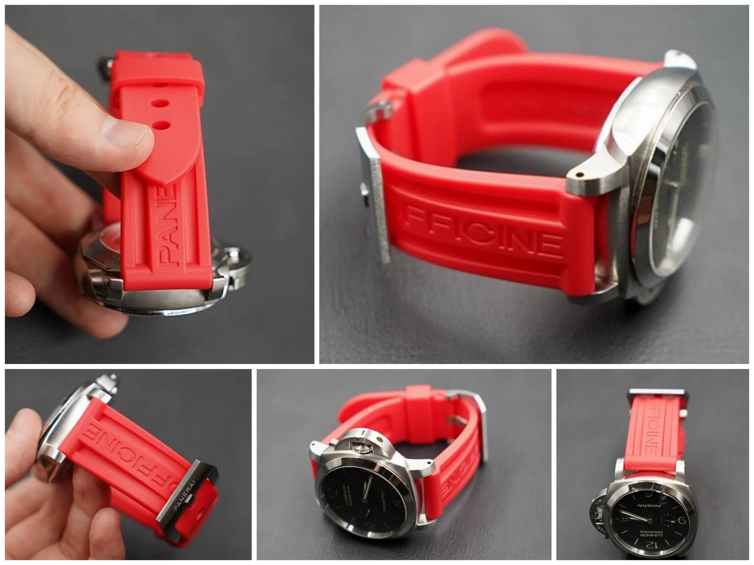 PANERAI OFFICINE ラバーベルト レッド Rubber Band for Panerai Officine PAM Diver Watch 22/24mm. - TopStraps