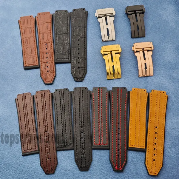 Rubber with Leather Strap for Hublot Classic Fusion Series 25x19mm