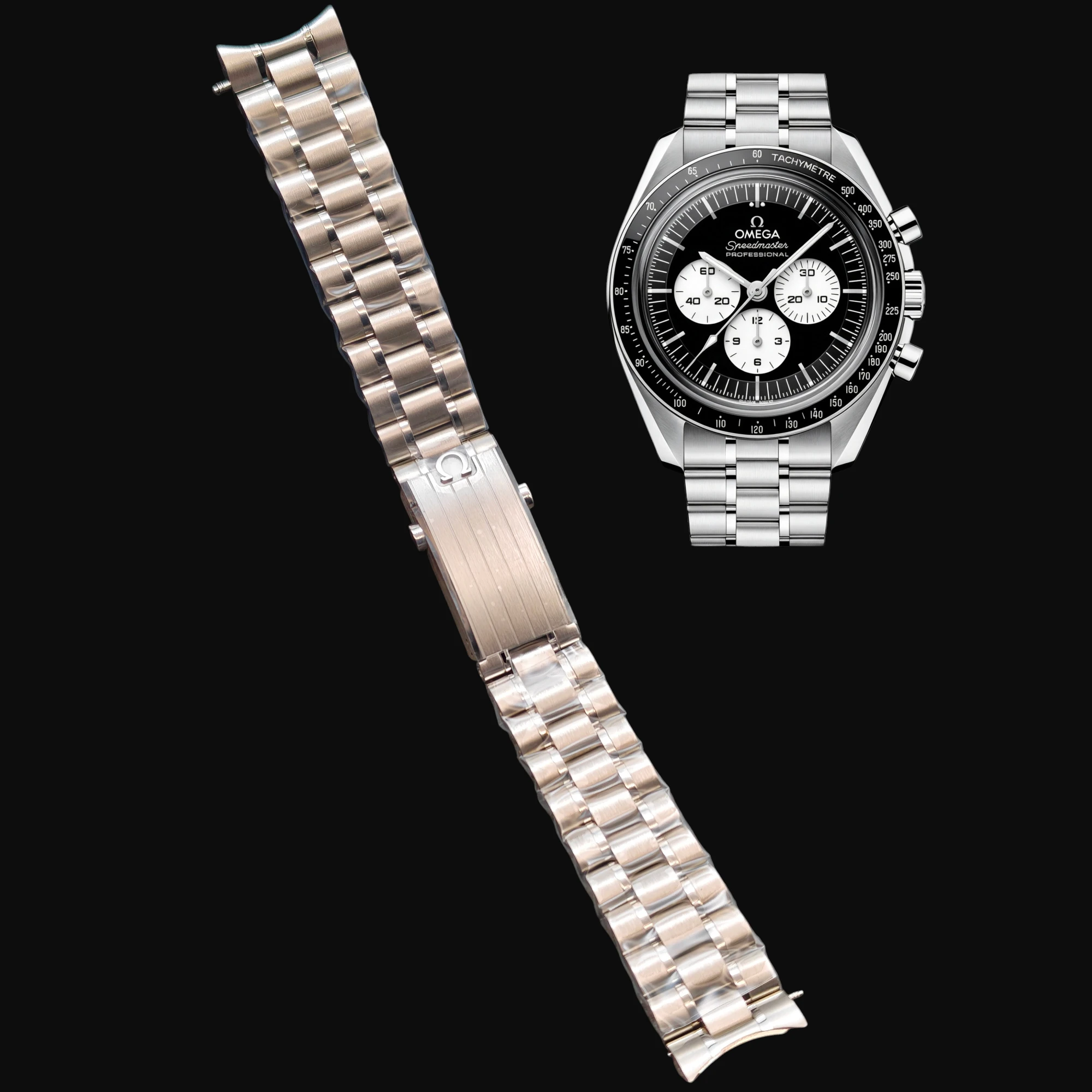 Stainless steel bracelet for the Omega Speedmaster Moonwatch Professional 3861 42mm, 20mm.