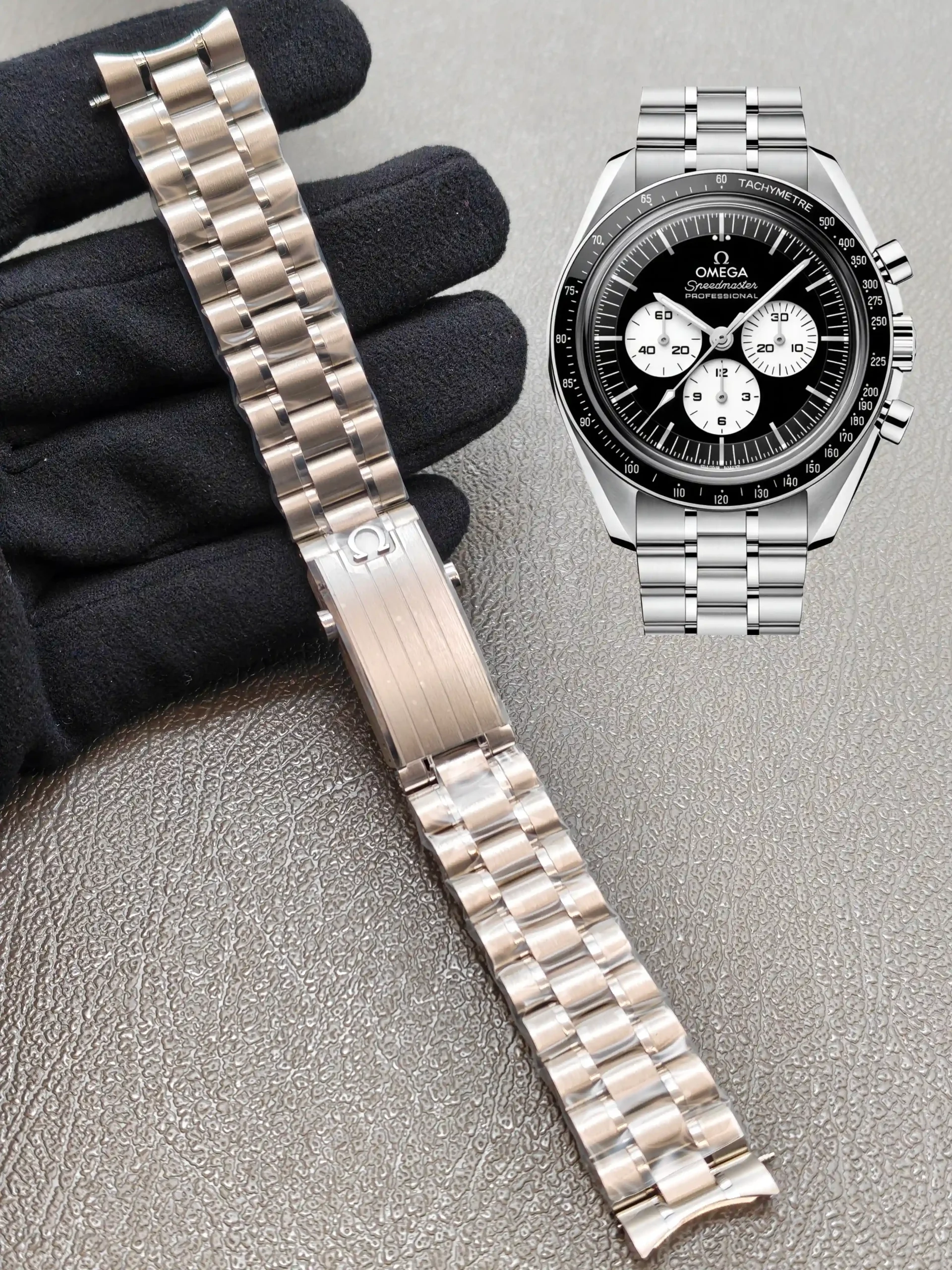 Stainless steel bracelet for the Omega Speedmaster Moonwatch Professional 3861 42mm, 20mm.